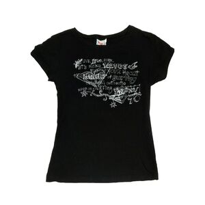 Roxy Black Short Sleeve Tee Tshirt Casual Text Graphic Juniors Baby Fitted XL